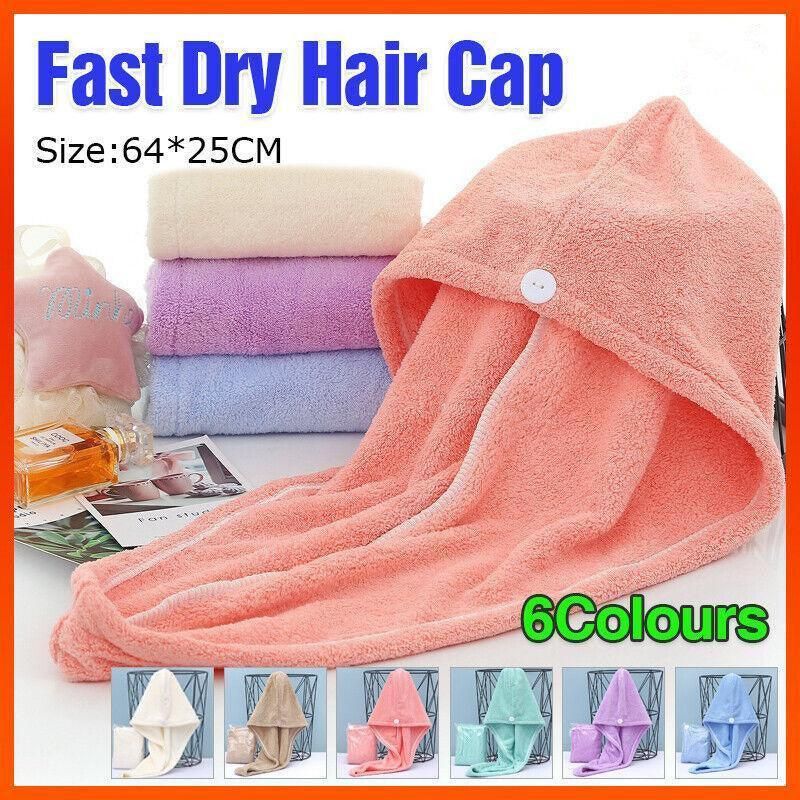 Fast Dry Hair Cap Wrap Towel Quick Drying Turban Bath Head Magic Wrap Hat Spa Au - Pink V528-HAIRCAP-PINK-204287