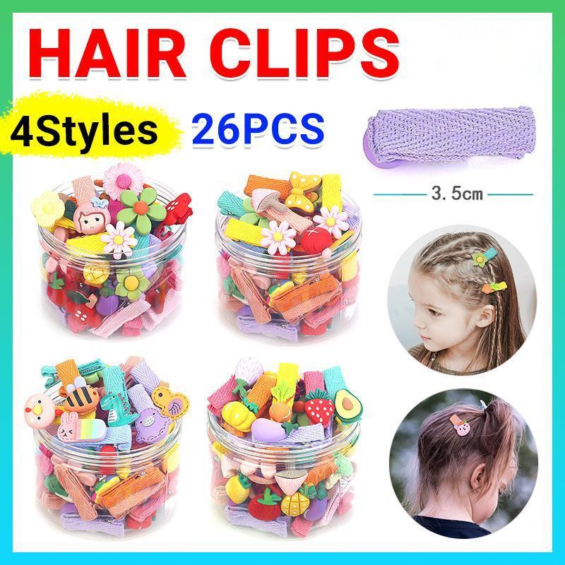 26Pcs Hair Clips Set Snap Bows and Hairpins for Styling and Everyday Use - Heart ( Without Bottle) V528-HAIRCLIPS-HEART-26PCS-538498