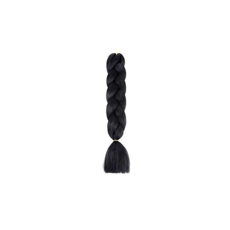 Coloured Jumbo Braiding Hair Extensions Braids Twist Hight Temperature Kanekalon - 1# V528-HAIRCOLOURSHADE-1-34395