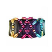 Beaded Stretchy Easy Magic Hair Comb Elastic Double Hair Clip Hair Accessories - Gold V528-HAIRCOMB-GOLD-97032