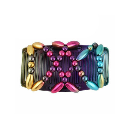 Beaded Stretchy Easy Magic Hair Comb Elastic Double Hair Clip Hair Accessories - Gold V528-HAIRCOMB-GOLD-97032