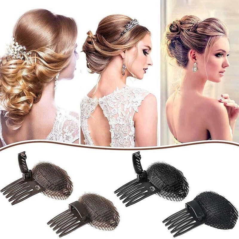2Pcs Diy Invisible Hair Volume Increase Fluffy Puff Sponge Pad Clip Comb Girls V528-HAIRDRESSER-COFFEEBLACK-79844
