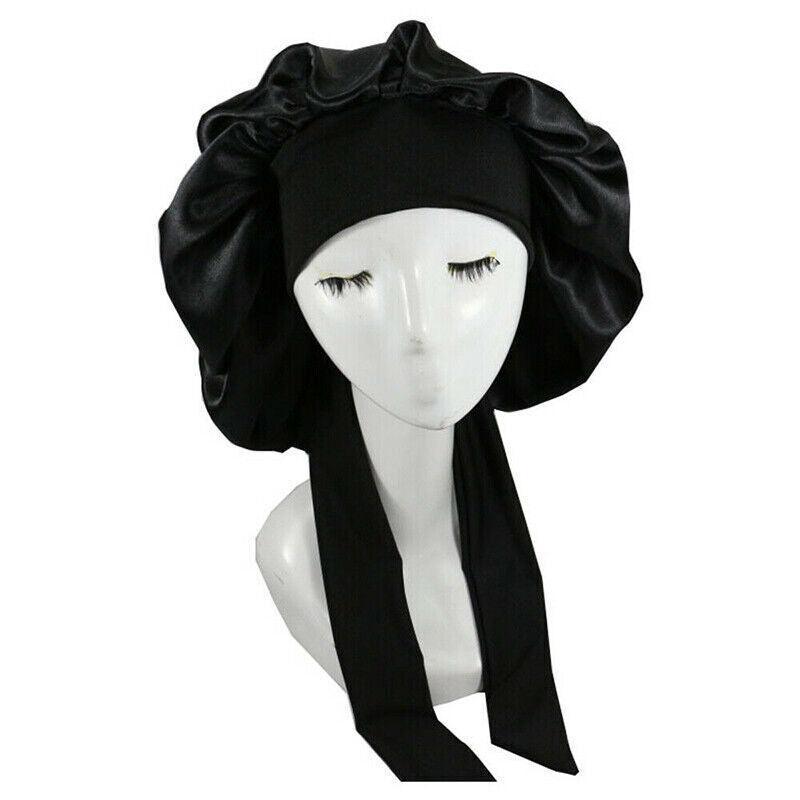 Sleeping Bonnet Hair Wrap Silk Satin Cap Women Elastic Night Hat Soft Headwear - Blue V528-HAIRWRAP-BLUE-108778
