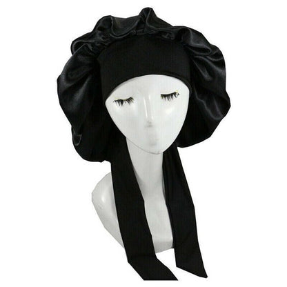 Sleeping Bonnet Hair Wrap Silk Satin Cap Women Elastic Night Hat Soft Headwear - Blue V528-HAIRWRAP-BLUE-108778