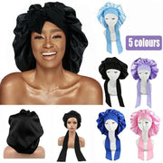 Sleeping Bonnet Hair Wrap Silk Satin Cap Women Elastic Night Hat Soft Headwear - Pink V528-HAIRWRAP-PINK-170416