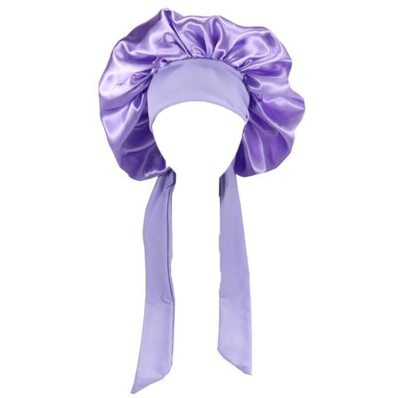 Sleeping Bonnet Hair Wrap Silk Satin Cap Women Elastic Night Hat Soft Headwear - Pink V528-HAIRWRAP-PINK-170416