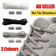 No Tie Locked Elastic Shoelace Shoe Lace Lazy Laces Sneakers Sports - Grey V528-HALFROUNDLACES-GREY-38742