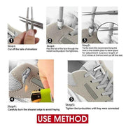 No Tie Locked Elastic Shoelace Shoe Lace Lazy Laces Sneakers Sports - Grey V528-HALFROUNDLACES-GREY-38742