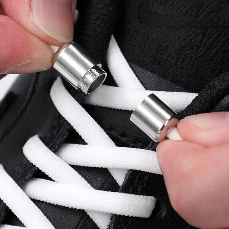 No Tie Locked Elastic Shoelace Shoe Lace Lazy Laces Sneakers Sports - Grey V528-HALFROUNDLACES-GREY-38742