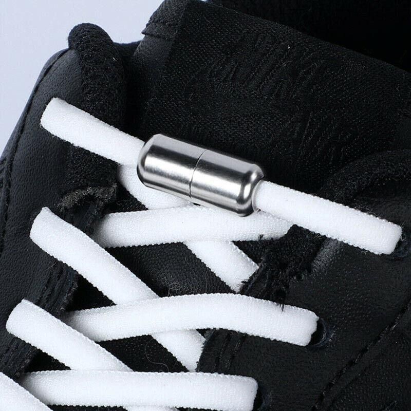 No Tie Locked Elastic Shoelace Shoe Lace Lazy Laces Sneakers Sports - Grey V528-HALFROUNDLACES-GREY-38742