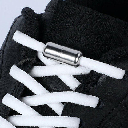 No Tie Locked Elastic Shoelace Shoe Lace Lazy Laces Sneakers Sports - Grey V528-HALFROUNDLACES-GREY-38742
