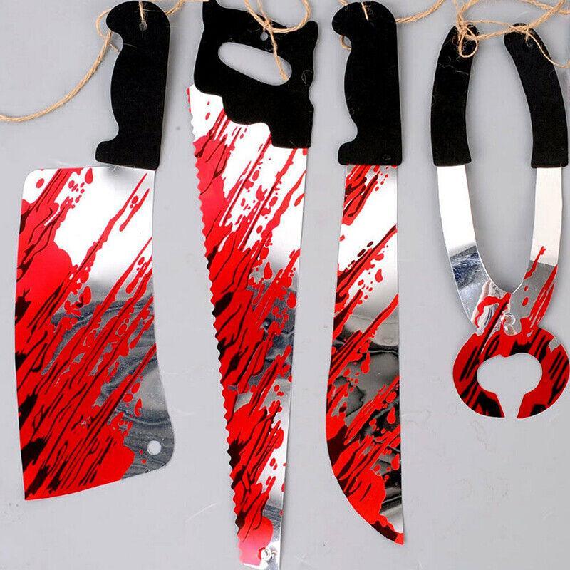 8Pcs Hanging Bloody Weapons Halloween Horror Props Garland Banner Decoration Au V528-HALLOWEENGARLAND-530881