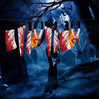 8Pcs Hanging Bloody Weapons Halloween Horror Props Garland Banner Decoration Au V528-HALLOWEENGARLAND-530881