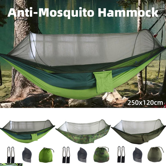 Camping Hammock Tent Set Double Outdoor Hanging Bed With Mosquito Net For Travel - Green V528-HAMMOCK-2-GREEN-456464