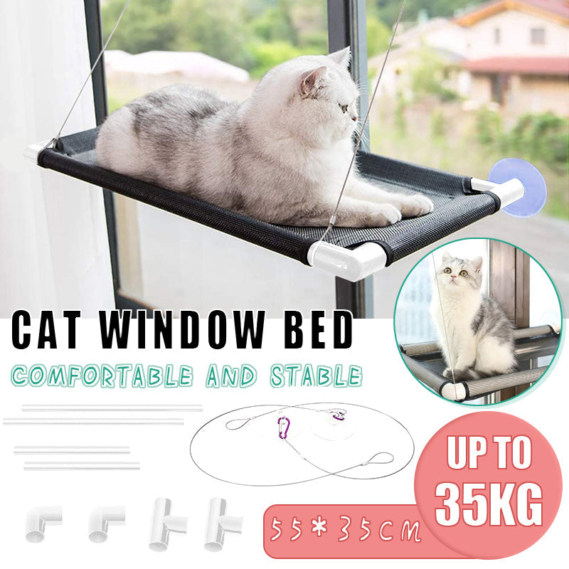 Cat Window Bed Suction Cup Hammock Black Breathable Hanging Seat 55x35cm V528-HAMMOCK-BLACK-55-35-4564645