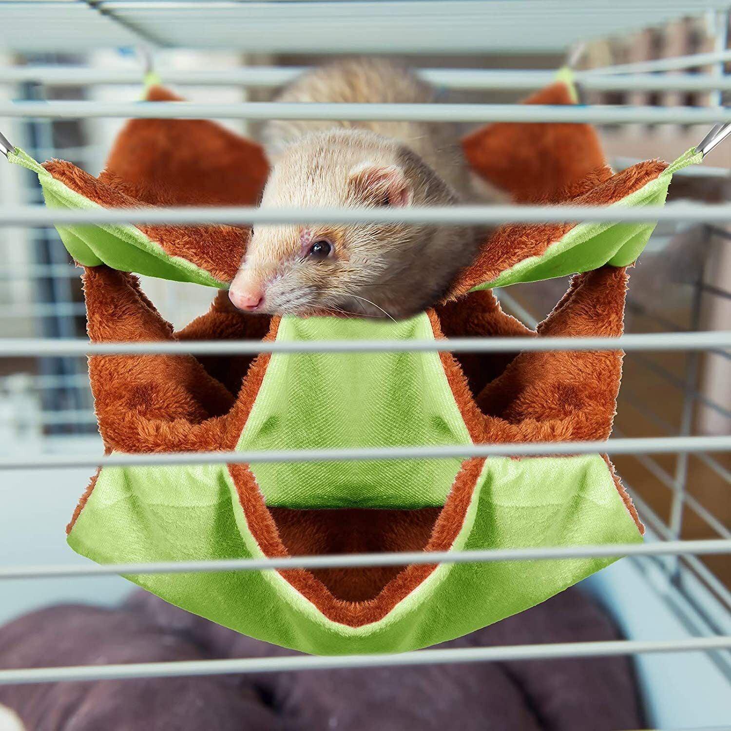 Hanging Hammock Nest Bed for Hamster Guinea Pig Ferret Rat Mice Cage Warmer Toy - Green Rabbit V528-HAMMOCK-GREENRABBIT-30658