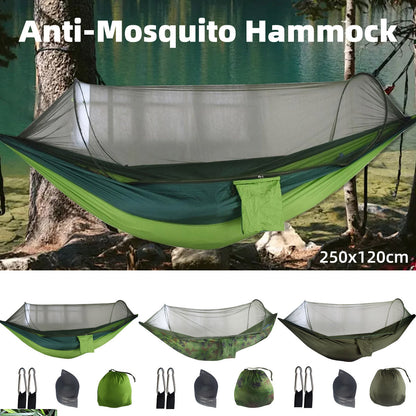 Camping Hammock Tent Set Double Outdoor Hanging Bed With Mosquito Net For Travel - Camouflage V528-HAMMOCK-MC-687312
