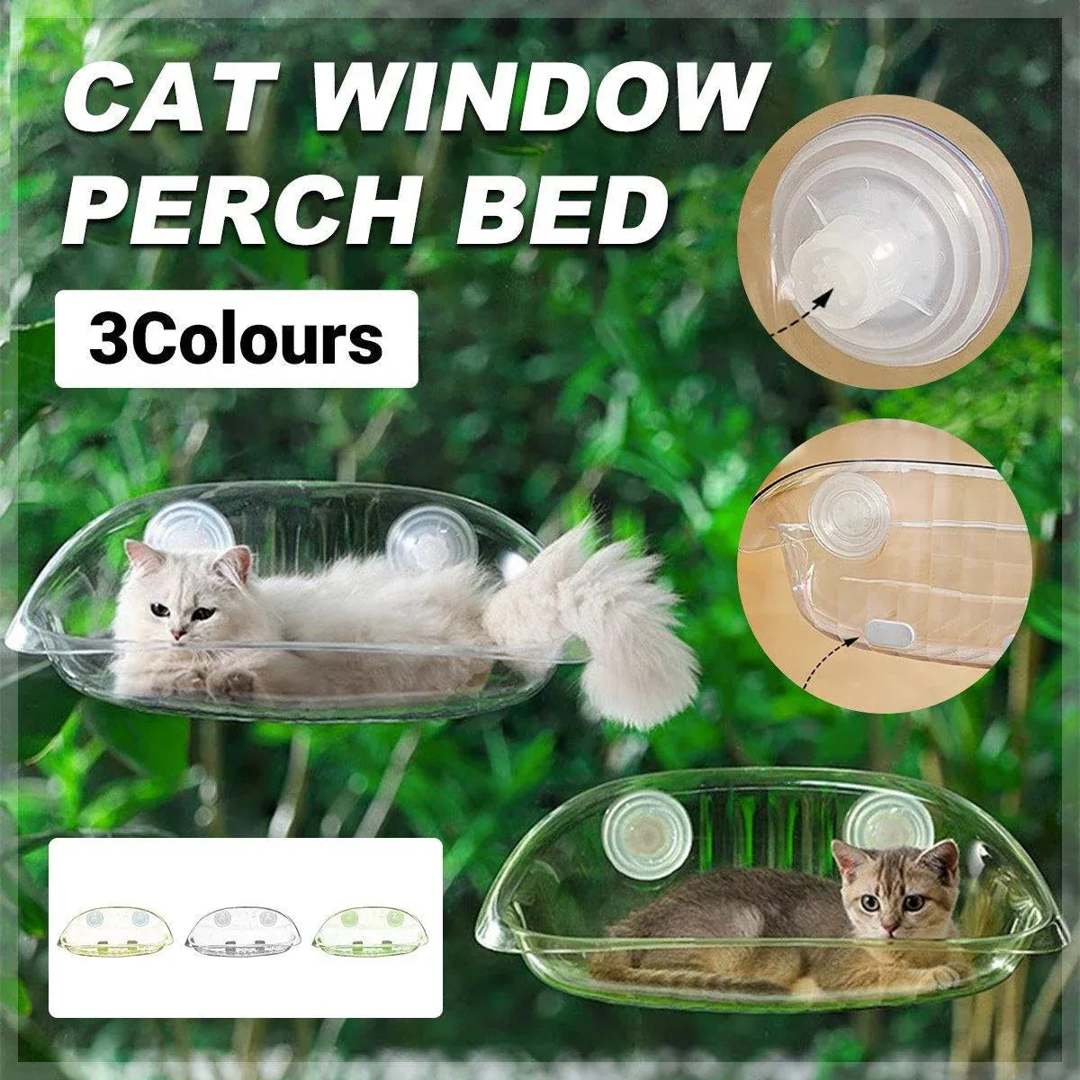 Cat Hammock Bed Glass Hanging Basket Clear Pet Nest Elevated Sleeping Bed - White V528-HAMMOCK-WHITE-479223