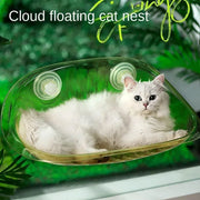 Cat Hammock Bed Glass Hanging Basket Clear Pet Nest Elevated Sleeping Bed - White V528-HAMMOCK-WHITE-479223