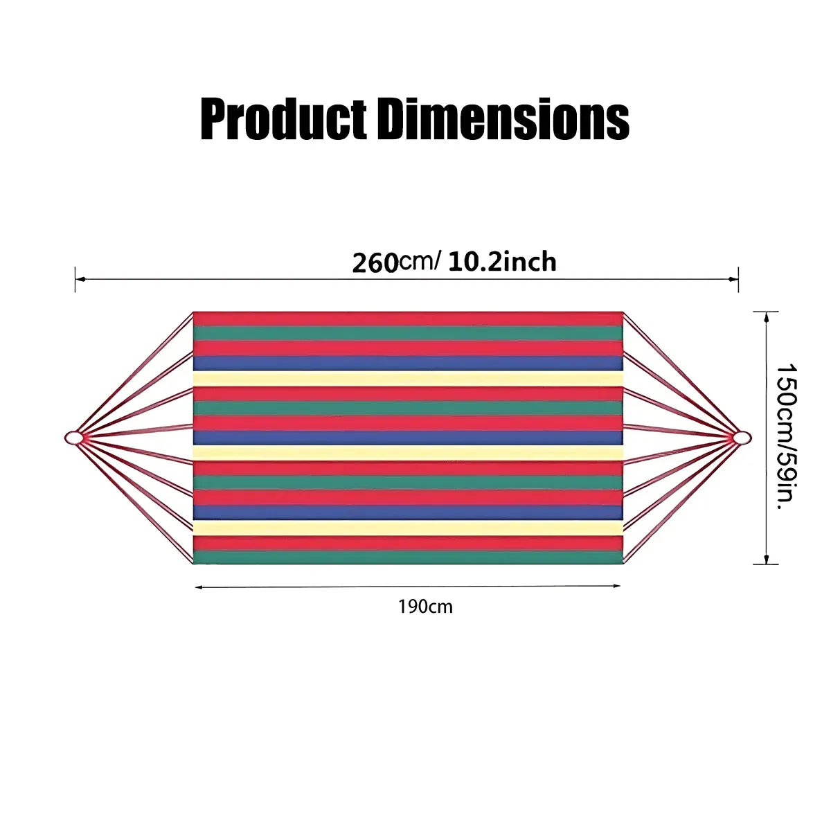Double Outdoor Hammock 260x150cm with Straps for Camping Hanging Tree Bed - Red V528-HAMMOCKBED-RED-190156