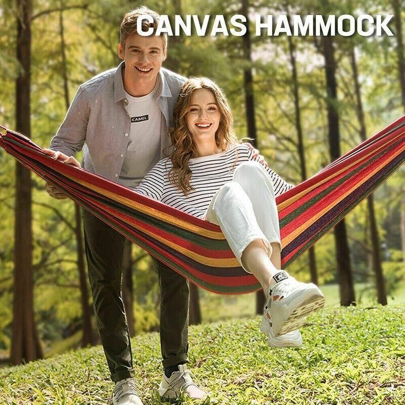 Double Outdoor Hammock 260x150cm with Straps for Camping Hanging Tree Bed - Red V528-HAMMOCKBED-RED-190156