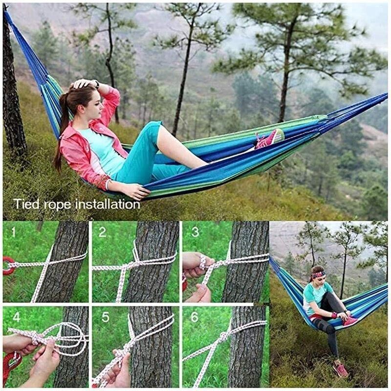 Double Outdoor Hammock 260x150cm with Straps for Camping Hanging Tree Bed - Red V528-HAMMOCKBED-RED-190156