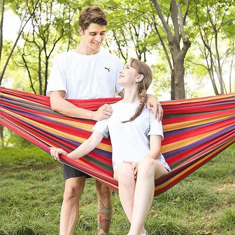 Double Outdoor Hammock 260x150cm with Straps for Camping Hanging Tree Bed - Red V528-HAMMOCKBED-RED-190156