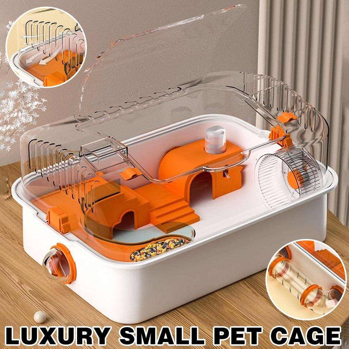 Acrylic Tunnel Hamster Cage Gold Wire Bite Proof Luxury Small Pet Habitat V528-HAMSTER-CAGE-569970