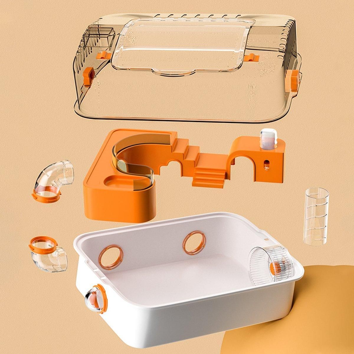 Acrylic Tunnel Hamster Cage Gold Wire Bite Proof Luxury Small Pet Habitat V528-HAMSTER-CAGE-569970