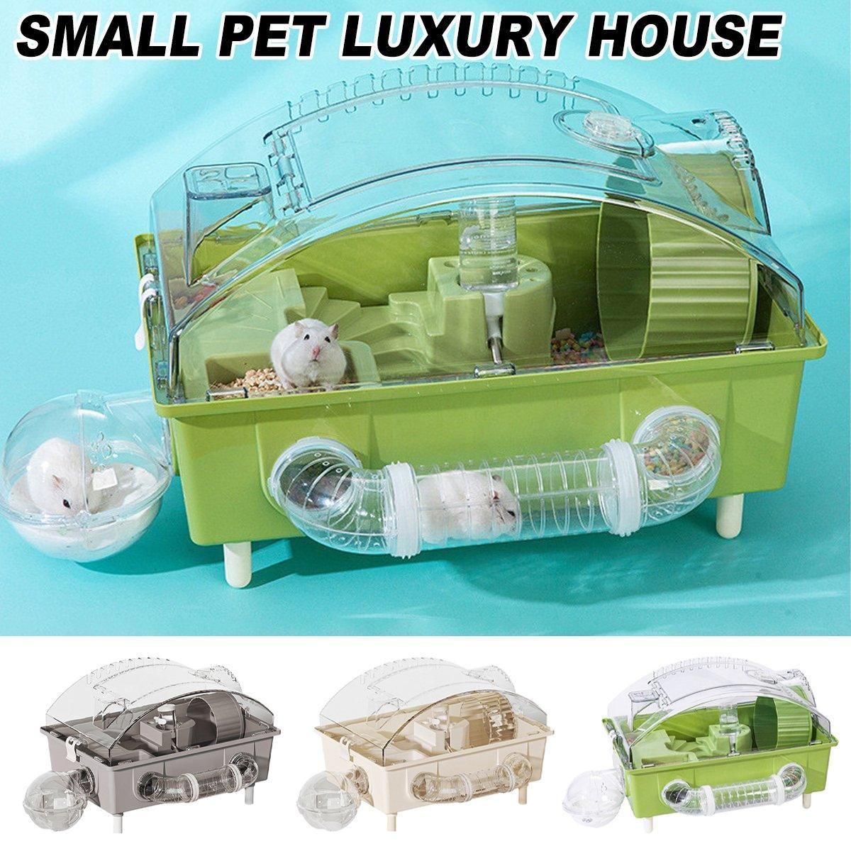 Acrylic Hamster Large Cage Luxury Villa House Playing House for Small Animals - Beige V528-HAMSTER-CAGE-BEIGE-3-302169