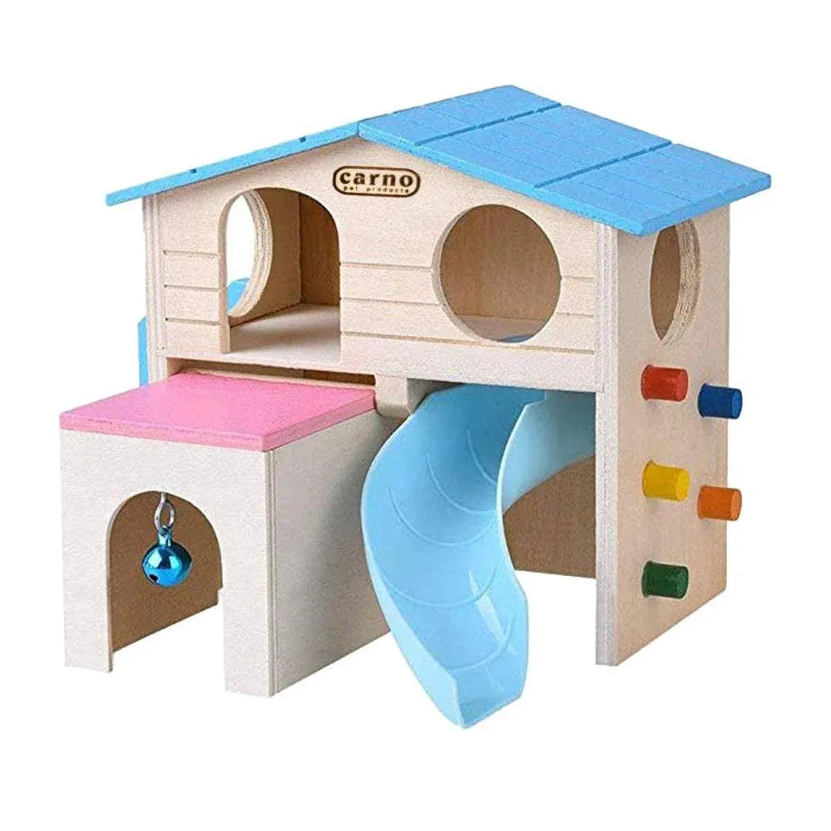Wooden Luxury Hamster Villa Escape House Fun Nest Pet Home for Small Animals - Blue V528-HAMSTER-HUT-BLUE-622127