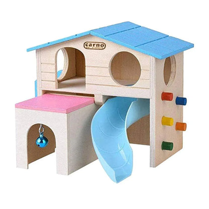 Wooden Luxury Hamster Villa Escape House Fun Nest Pet Home for Small Animals - Blue V528-HAMSTER-HUT-BLUE-622127
