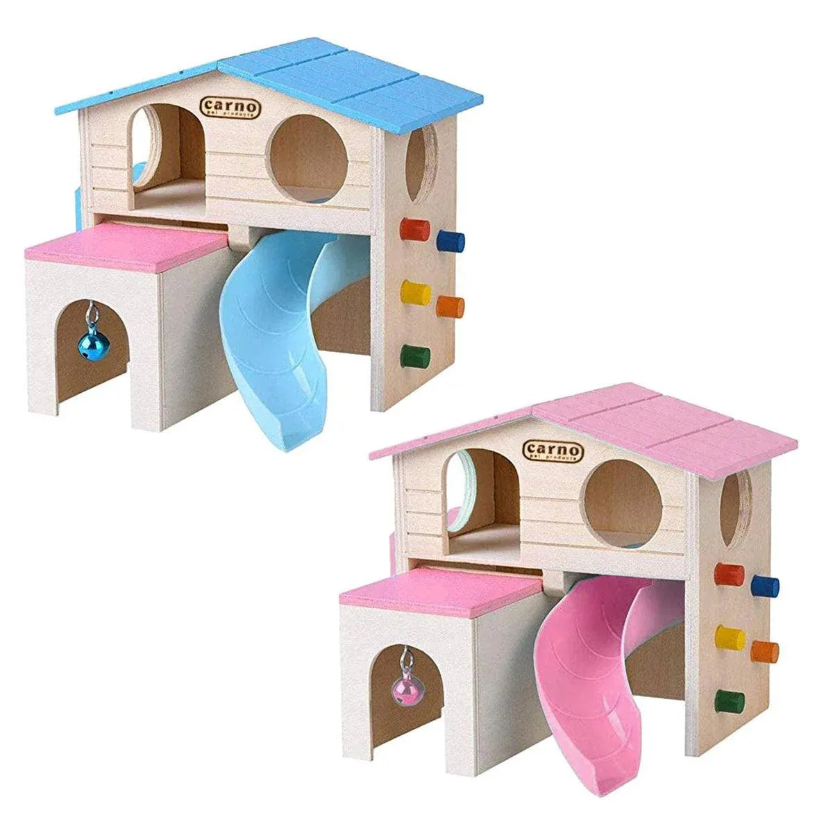 Wooden Luxury Hamster Villa Escape House Fun Nest Pet Home for Small Animals - Blue V528-HAMSTER-HUT-BLUE-622127