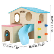 Wooden Luxury Hamster Villa Escape House Fun Nest Pet Home for Small Animals - Blue V528-HAMSTER-HUT-BLUE-622127