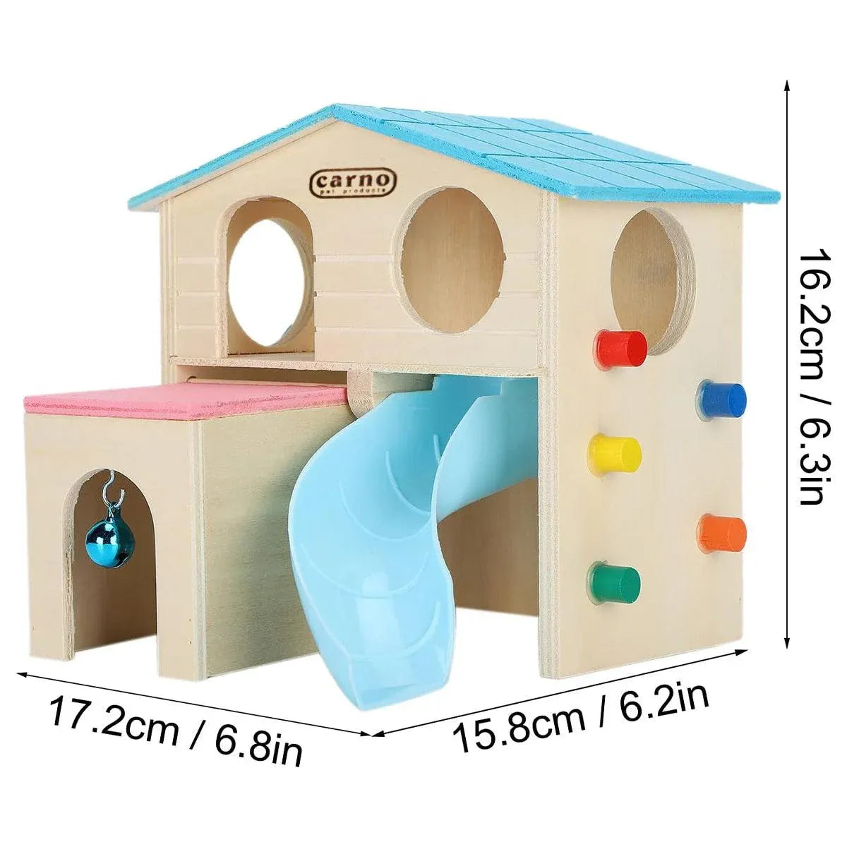 Wooden Luxury Hamster Villa Escape House Fun Nest Pet Home for Small Animals - Blue V528-HAMSTER-HUT-BLUE-622127