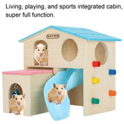 Wooden Luxury Hamster Villa Escape House Fun Nest Pet Home for Small Animals - Blue V528-HAMSTER-HUT-BLUE-622127