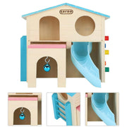 Wooden Luxury Hamster Villa Escape House Fun Nest Pet Home for Small Animals - Blue V528-HAMSTER-HUT-BLUE-622127
