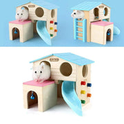 Wooden Luxury Hamster Villa Escape House Fun Nest Pet Home for Small Animals - Blue V528-HAMSTER-HUT-BLUE-622127