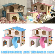 Wooden Luxury Hamster Villa Escape House Fun Nest Pet Home for Small Animals - Blue V528-HAMSTER-HUT-BLUE-622127