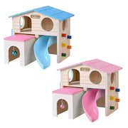 Wooden Luxury Hamster Villa Escape House Fun Nest Pet Home for Small Animals - Pink V528-HAMSTER-HUT-PINK-770894