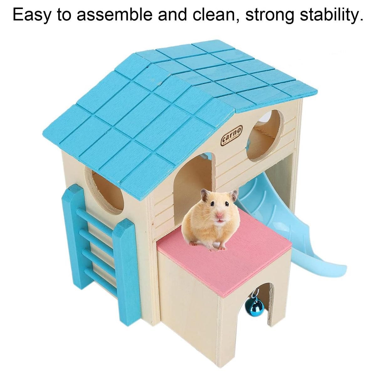 Wooden Luxury Hamster Villa Escape House Fun Nest Pet Home for Small Animals - Pink V528-HAMSTER-HUT-PINK-770894