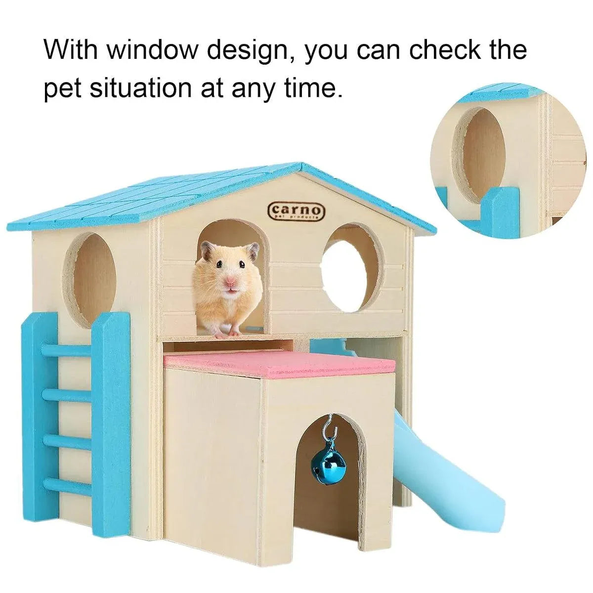 Wooden Luxury Hamster Villa Escape House Fun Nest Pet Home for Small Animals - Pink V528-HAMSTER-HUT-PINK-770894