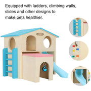 Wooden Luxury Hamster Villa Escape House Fun Nest Pet Home for Small Animals - Pink V528-HAMSTER-HUT-PINK-770894