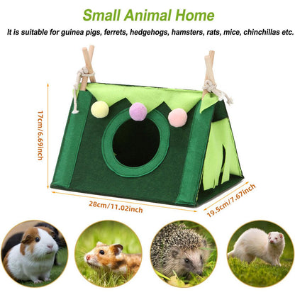 Hamster Tent Small Pet Hideout Pig Possum House Cool Triangle Nest Shelter - Green V528-HAMSTER-TENT-GREEN-108662