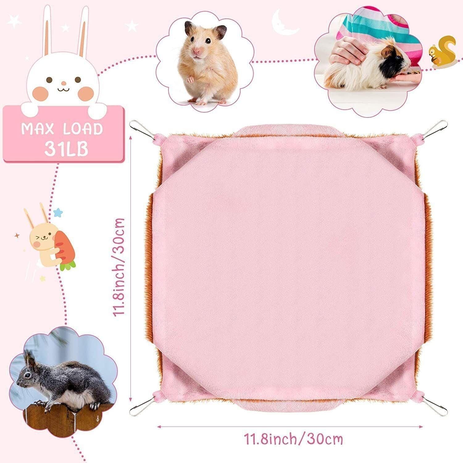 Hanging Hammock Nest Bed for Hamster Guinea Pig Ferret Rat Mice Cage Warmer Toy - Pink V528-HAMSTERHAMMOCK-PINK-81820