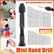 49pcs Mini Hand Drill Vise Hand Bits Twist Woodworking Set Precision Pin Tool V528-HAND-DRILL-49PCS-517951
