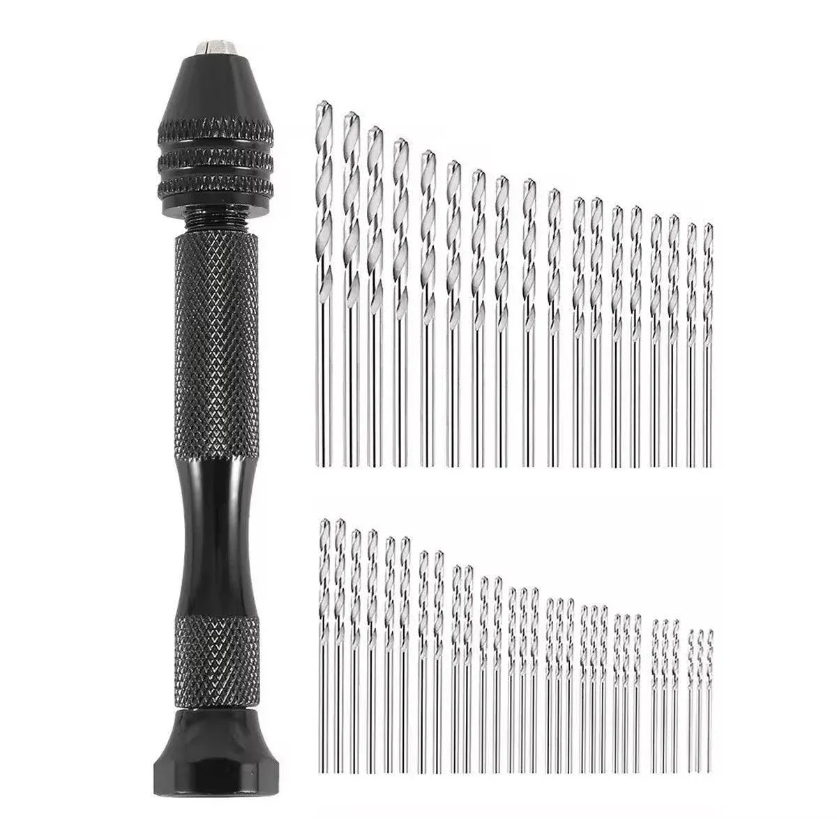 49pcs Mini Hand Drill Vise Hand Bits Twist Woodworking Set Precision Pin Tool V528-HAND-DRILL-49PCS-517951