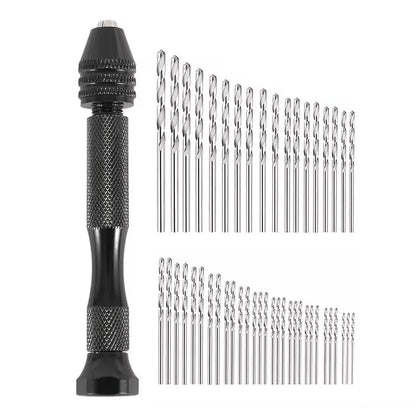 49pcs Mini Hand Drill Vise Hand Bits Twist Woodworking Set Precision Pin Tool V528-HAND-DRILL-49PCS-517951