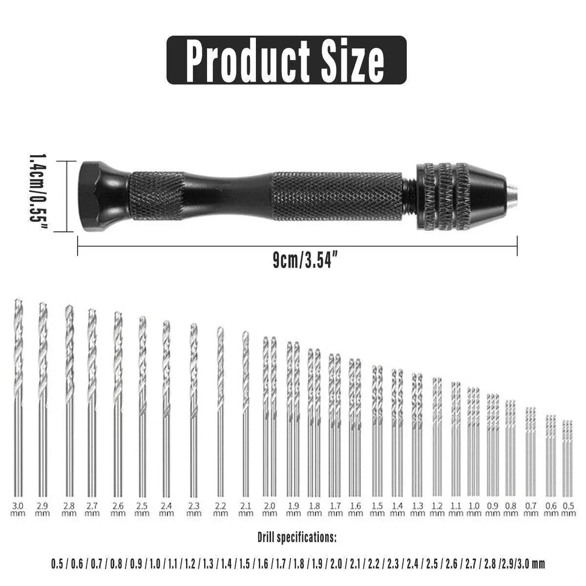 49pcs Mini Hand Drill Vise Hand Bits Twist Woodworking Set Precision Pin Tool V528-HAND-DRILL-49PCS-517951