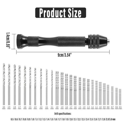 49pcs Mini Hand Drill Vise Hand Bits Twist Woodworking Set Precision Pin Tool V528-HAND-DRILL-49PCS-517951